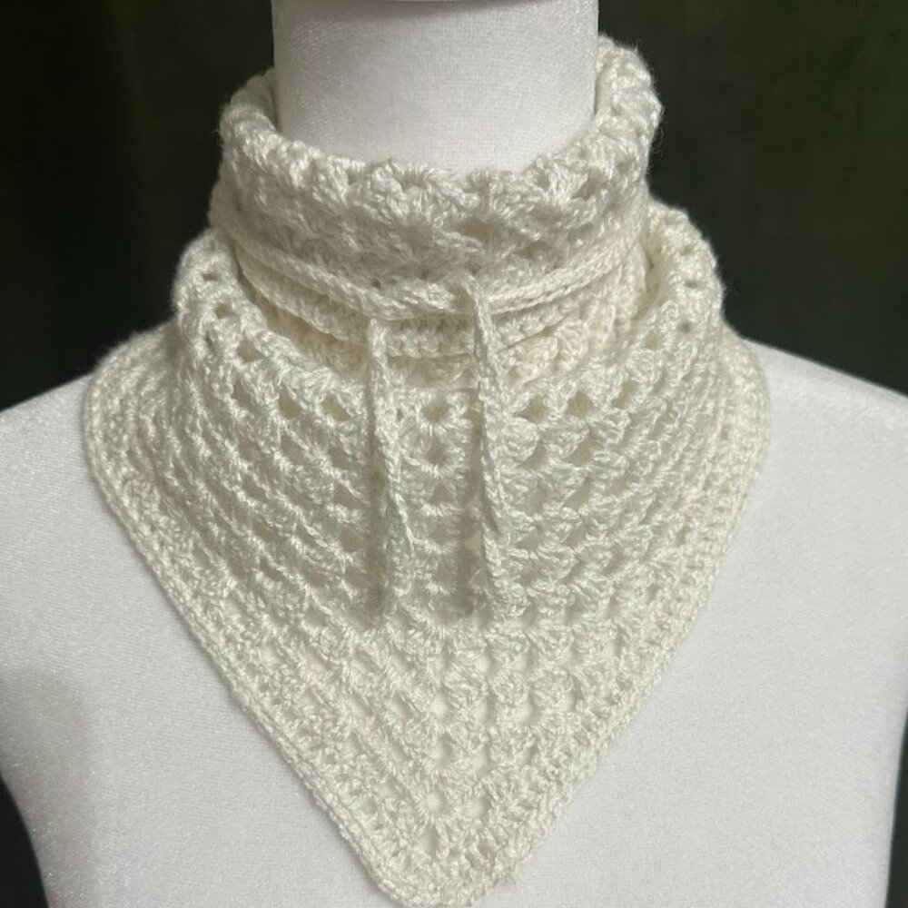 Handmade Crochet Head Scarf For Women Solid Sweet French Triangle Headband